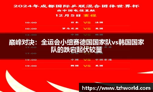 巅峰对决：全运会小组赛德国国家队vs韩国国家队的跌宕起伏较量